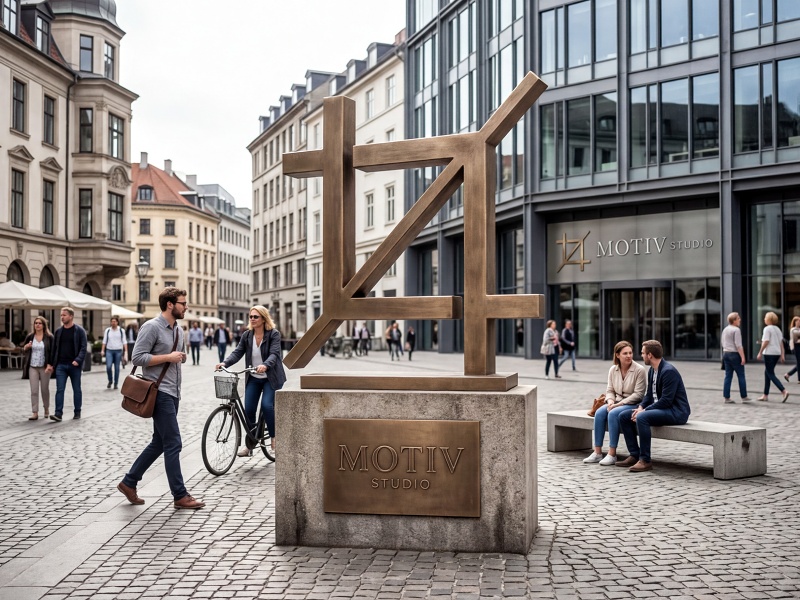 Logo in städtischer Szene integriert